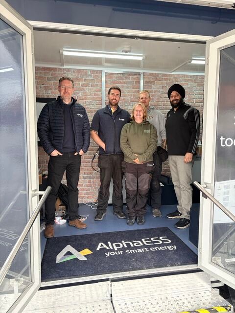 Installers visiting BESSIE, the AlphaESS UK mobile showroom
