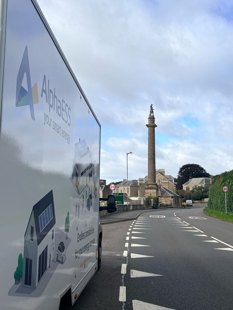 BESSIE on the road through a town centre