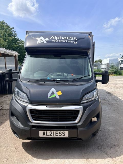 Front view of BESSIE, the AlphaESS UK mobile showroom