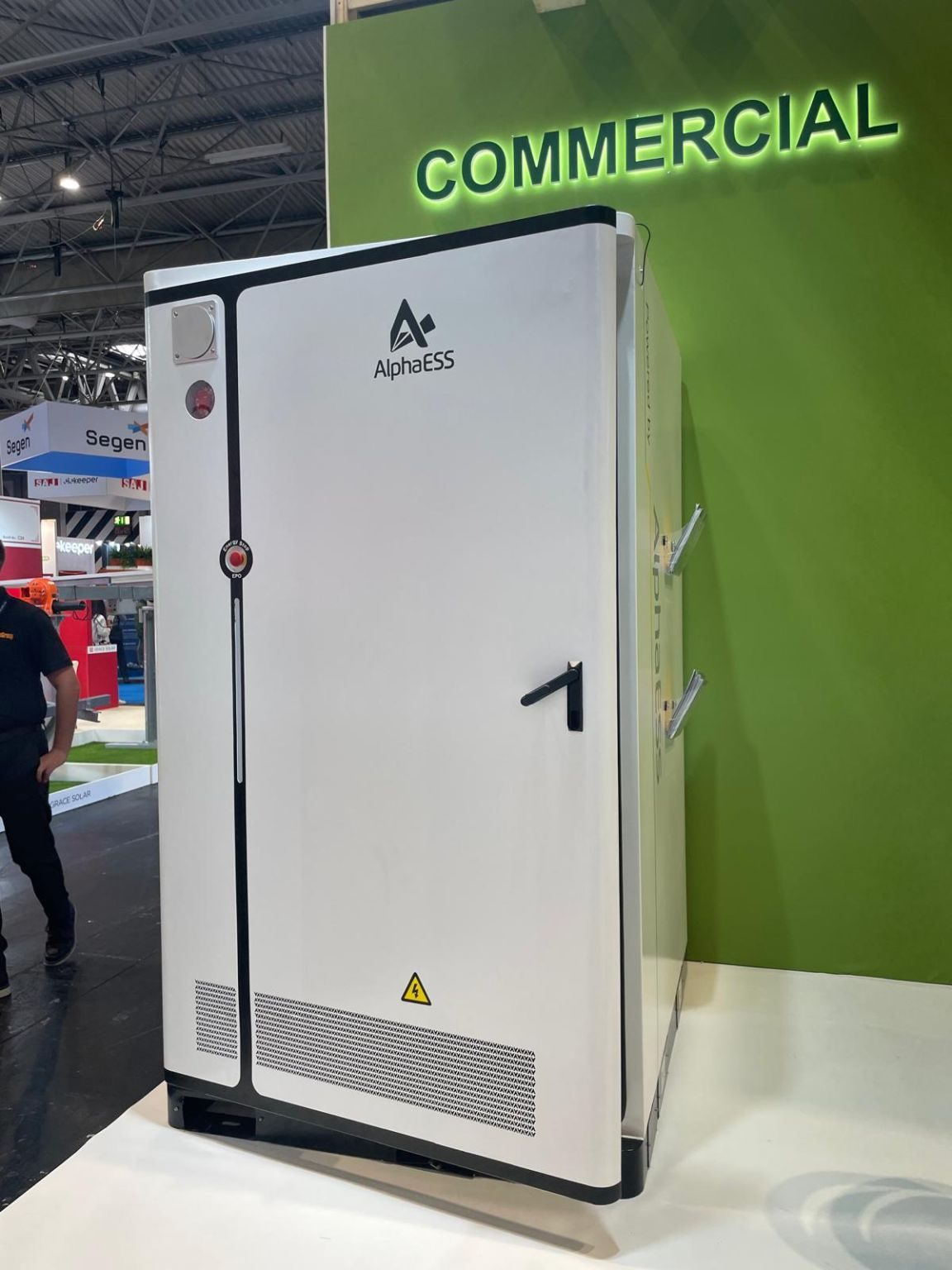 AlphaESS TB150 commercial battery energy storage system on display at Solar & Storage Live 2026