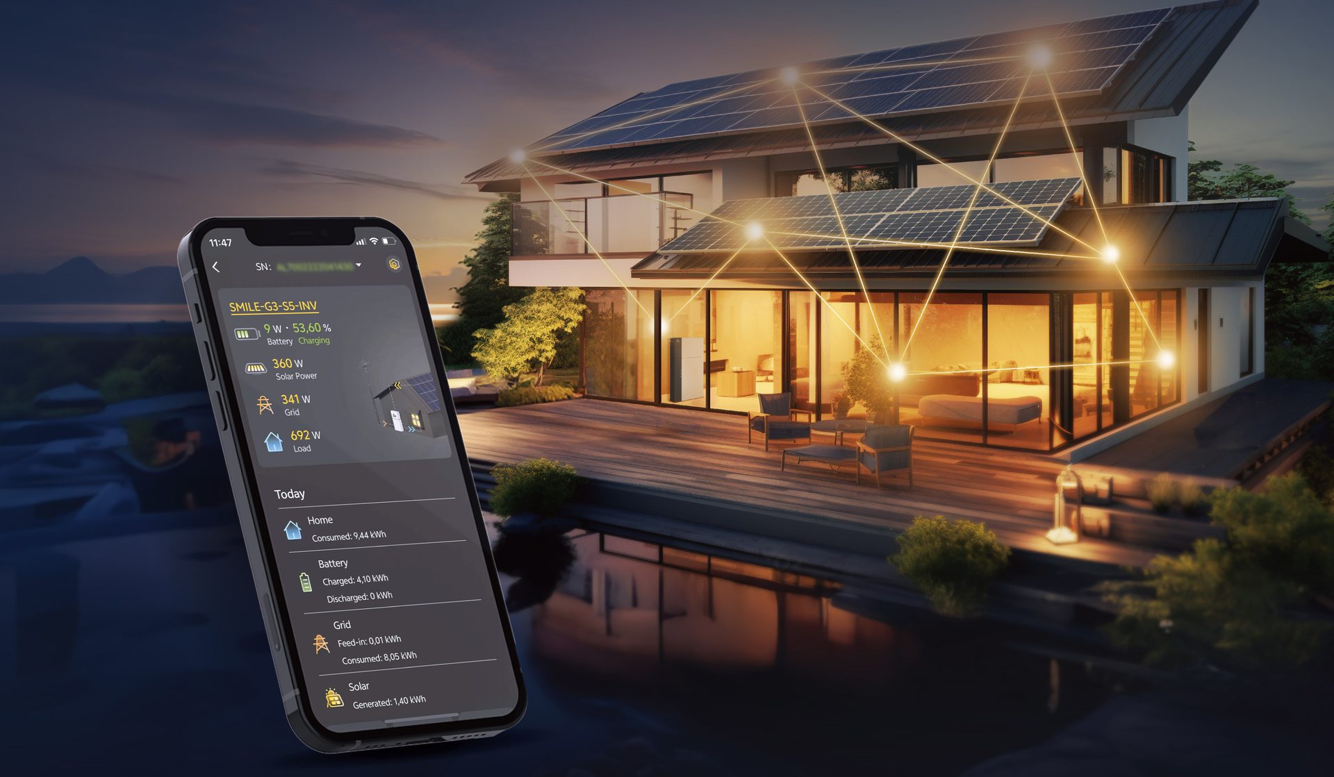 AlphaCloud app with home battery system